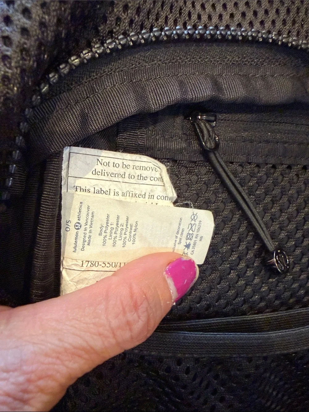 lululemon athletica Black Mesh Backpack with Padded Straps
